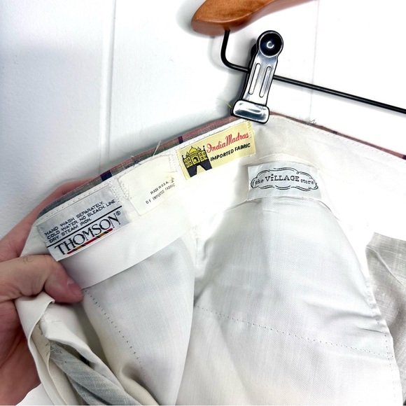 Vintage Indian Madras Plaid Lightweight Pants - Picture 3 of 11